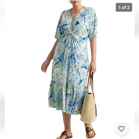 Lauren Ralph Lauren Paisley Linen-Blend Jersey Dress sz 2x - Picture 1 of 12